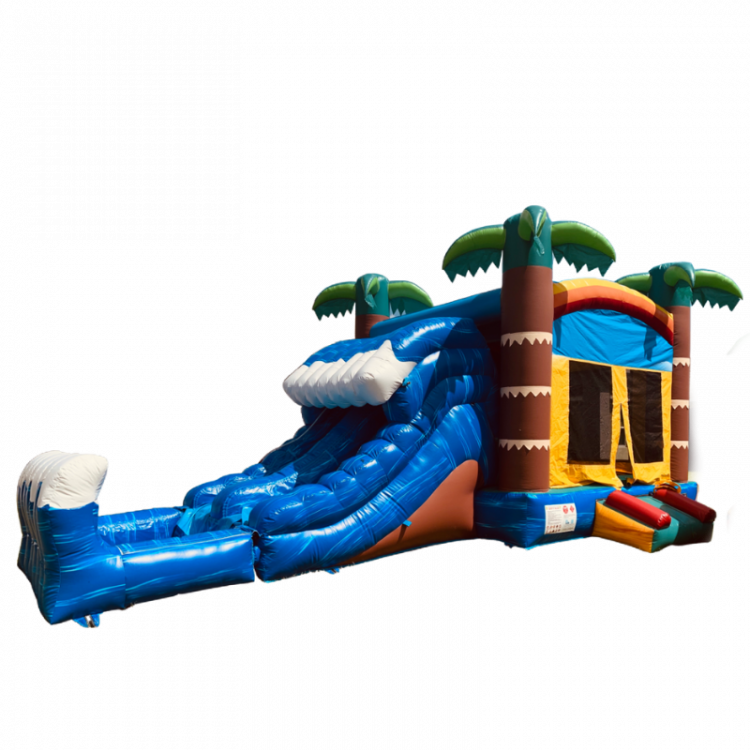 Tropical Rush 5 in 1 Wet & Dry Bounce House Combo with Doubl