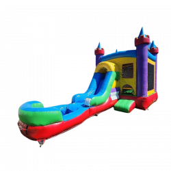 Rainbow Burst Wet & Dry Bounce House with Slide